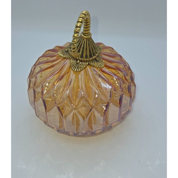 Martga Stewart Pumpkin Hand Blown Gold Orange Halloween, Fall Decor - Picture 2 of 6